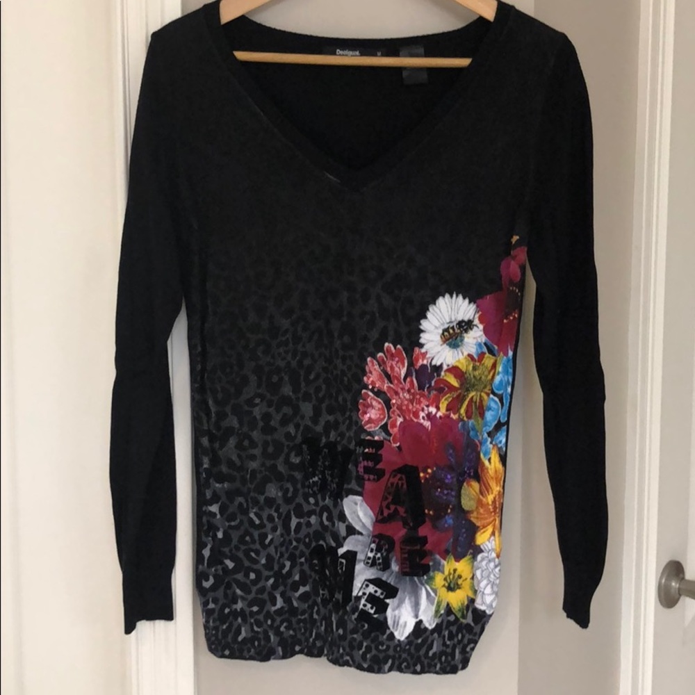 Desigual sweater black with flowers